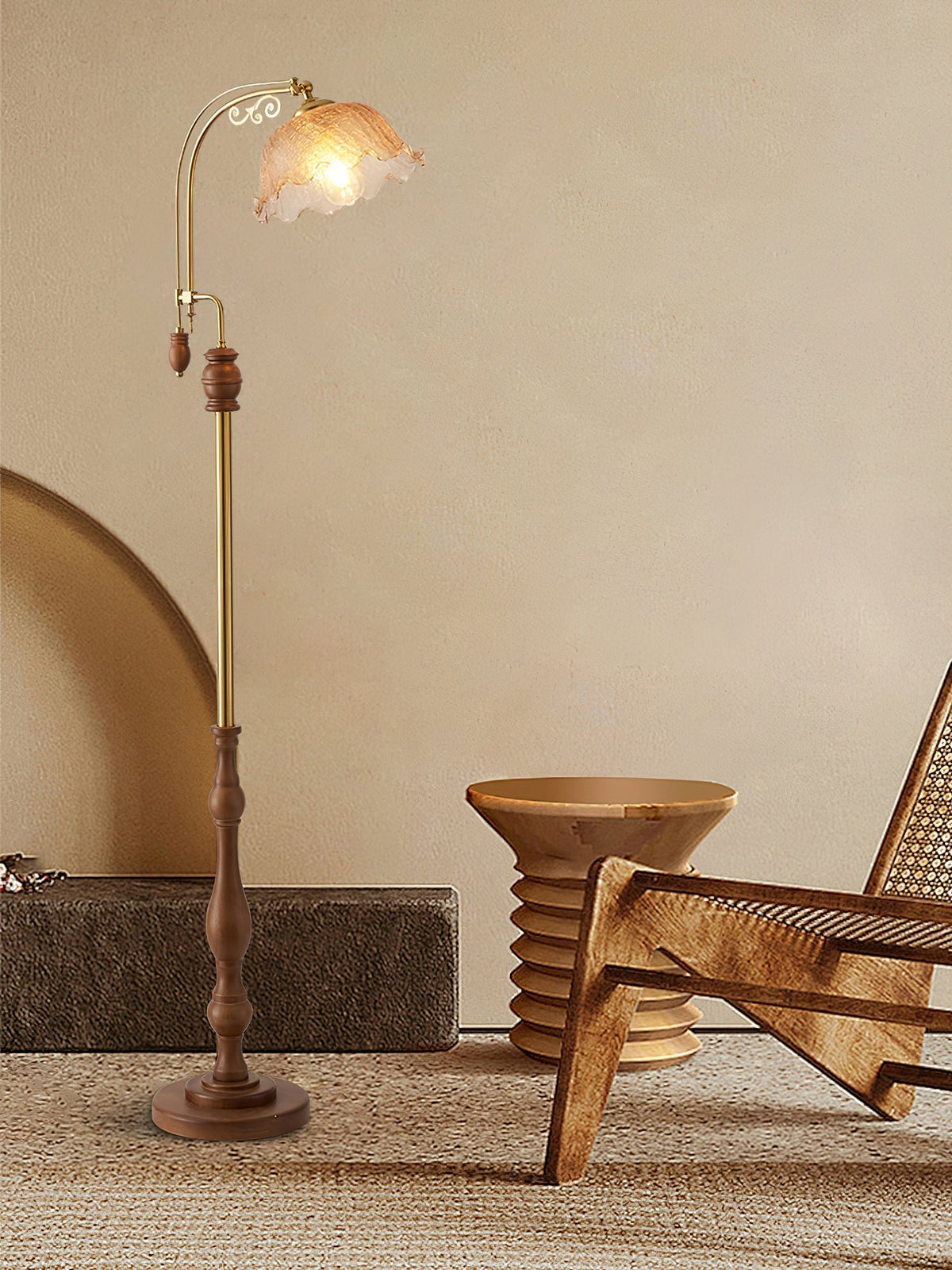 Darisel Wood Vintage Floor Lamp