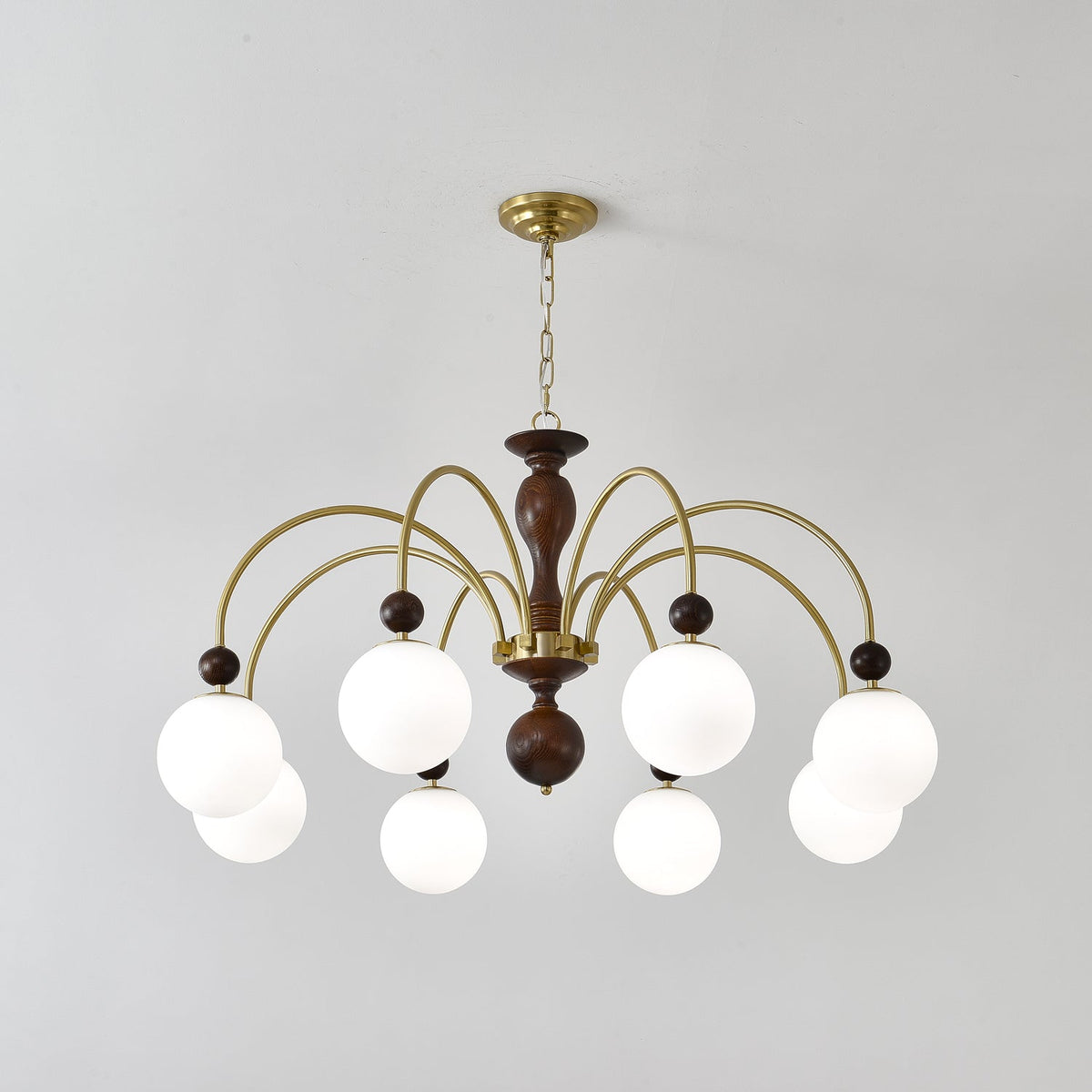 Sylenise Pendant Lamp Walnut Brass Globe Vintage