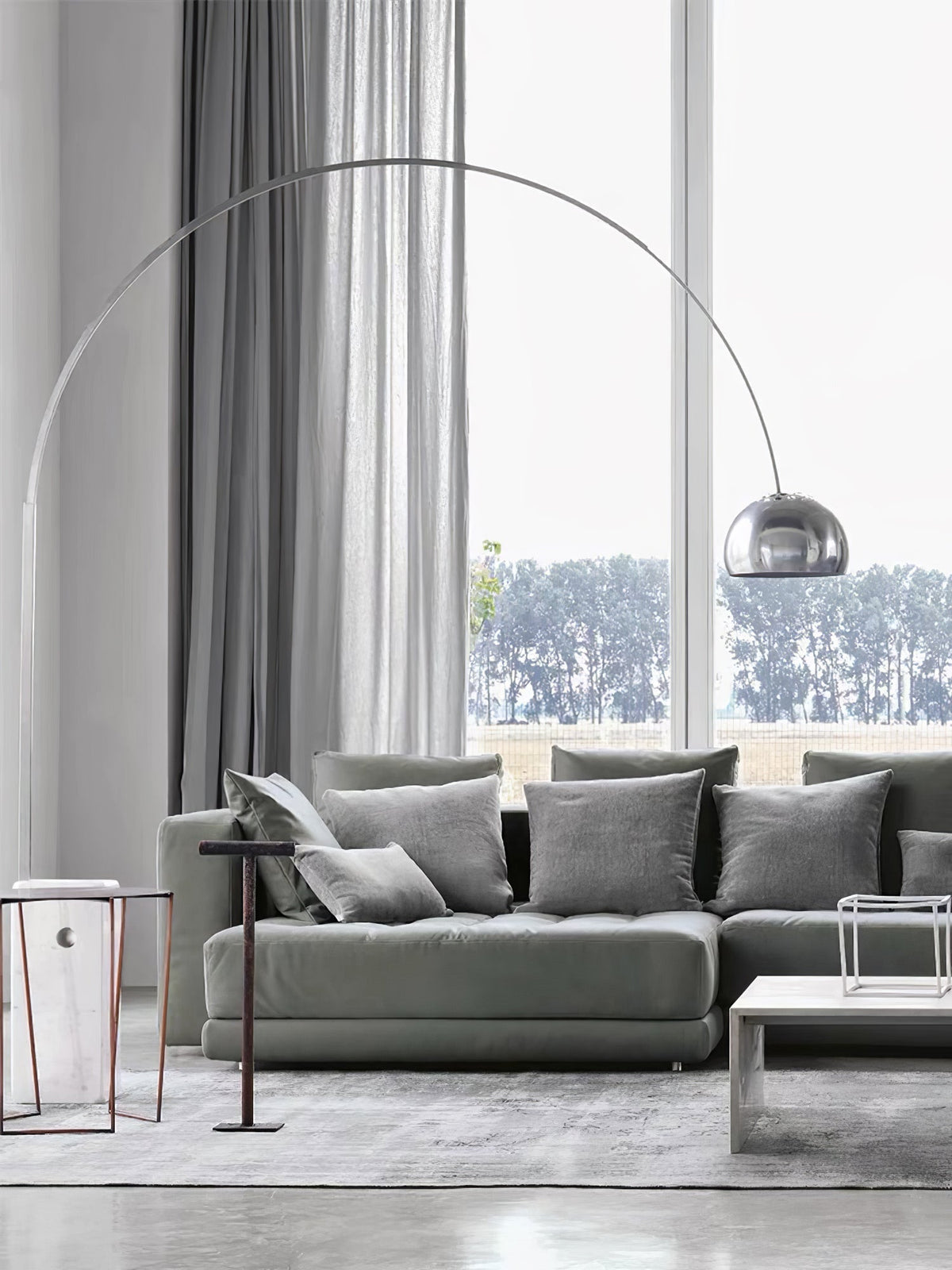 Alevra Steel Marble Floor Lamp