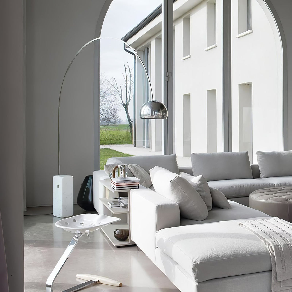Alevra Steel Marble Floor Lamp