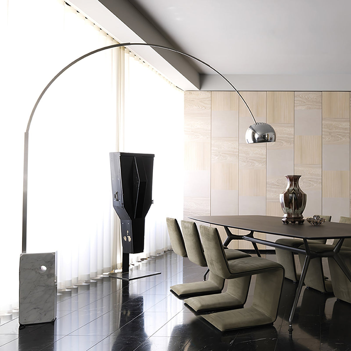 Alevra Steel Marble Floor Lamp