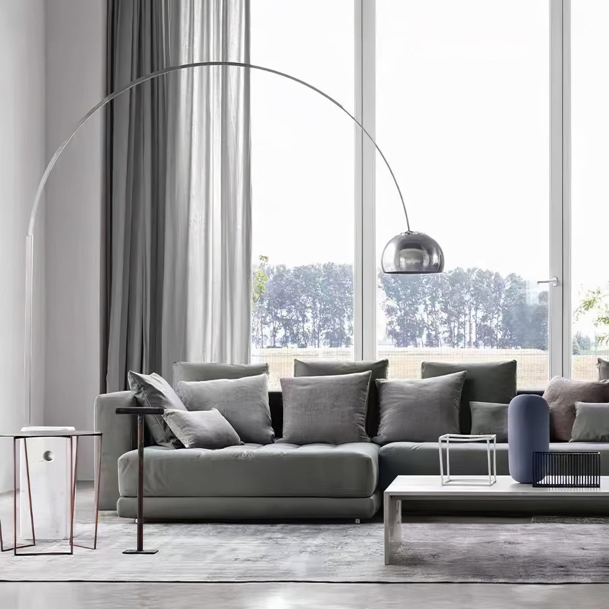 Alevra Steel Marble Floor Lamp