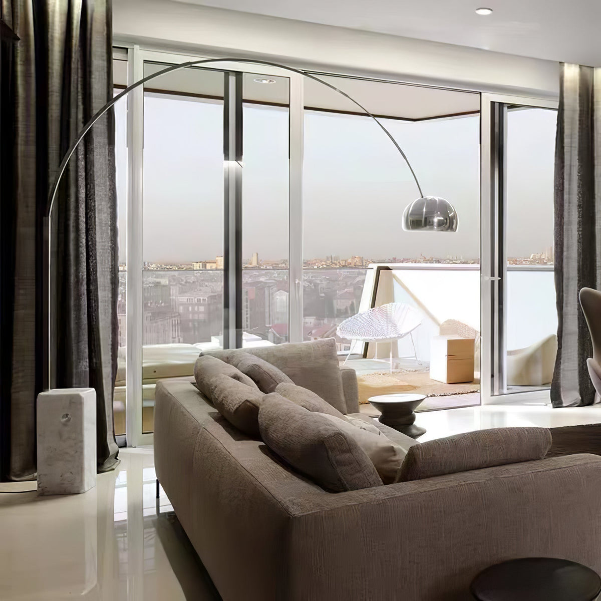 Alevra Steel Marble Floor Lamp