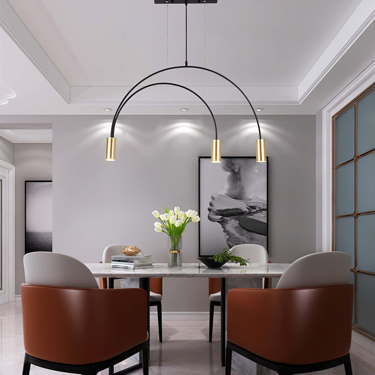 Noriel Pendant Lamp Overlapping Cylinder Minimalist Dining Room