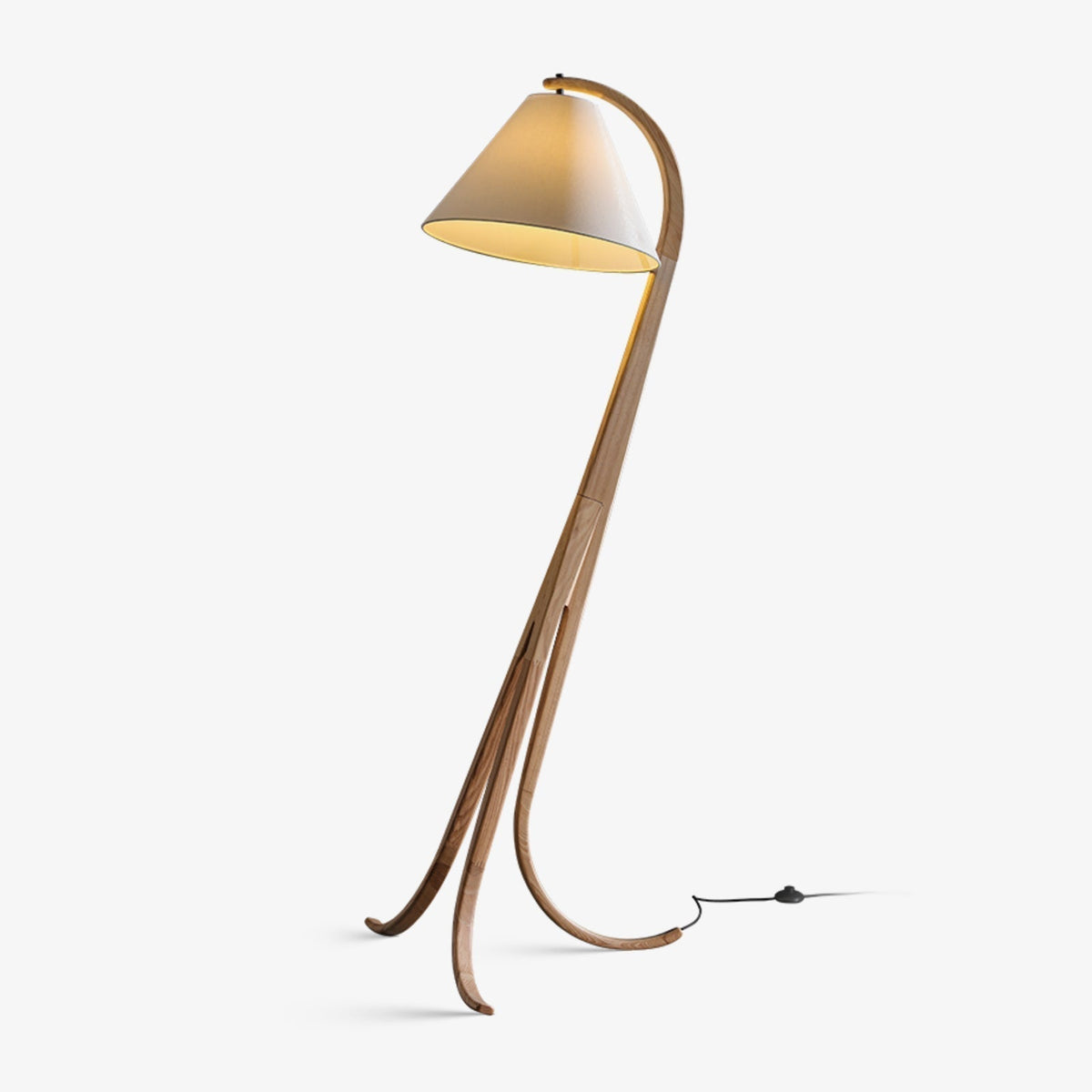 Udorila Curved Wood Floor Lamp