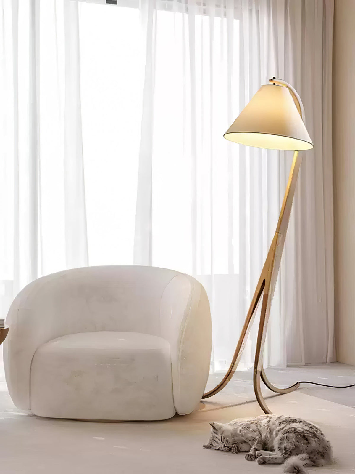 Udorila Curved Wood Floor Lamp