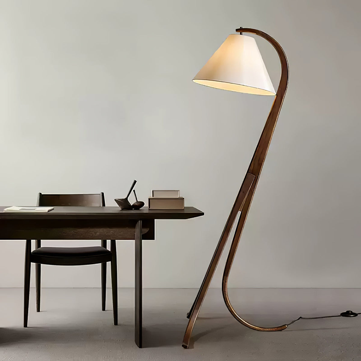 Udorila Curved Wood Floor Lamp