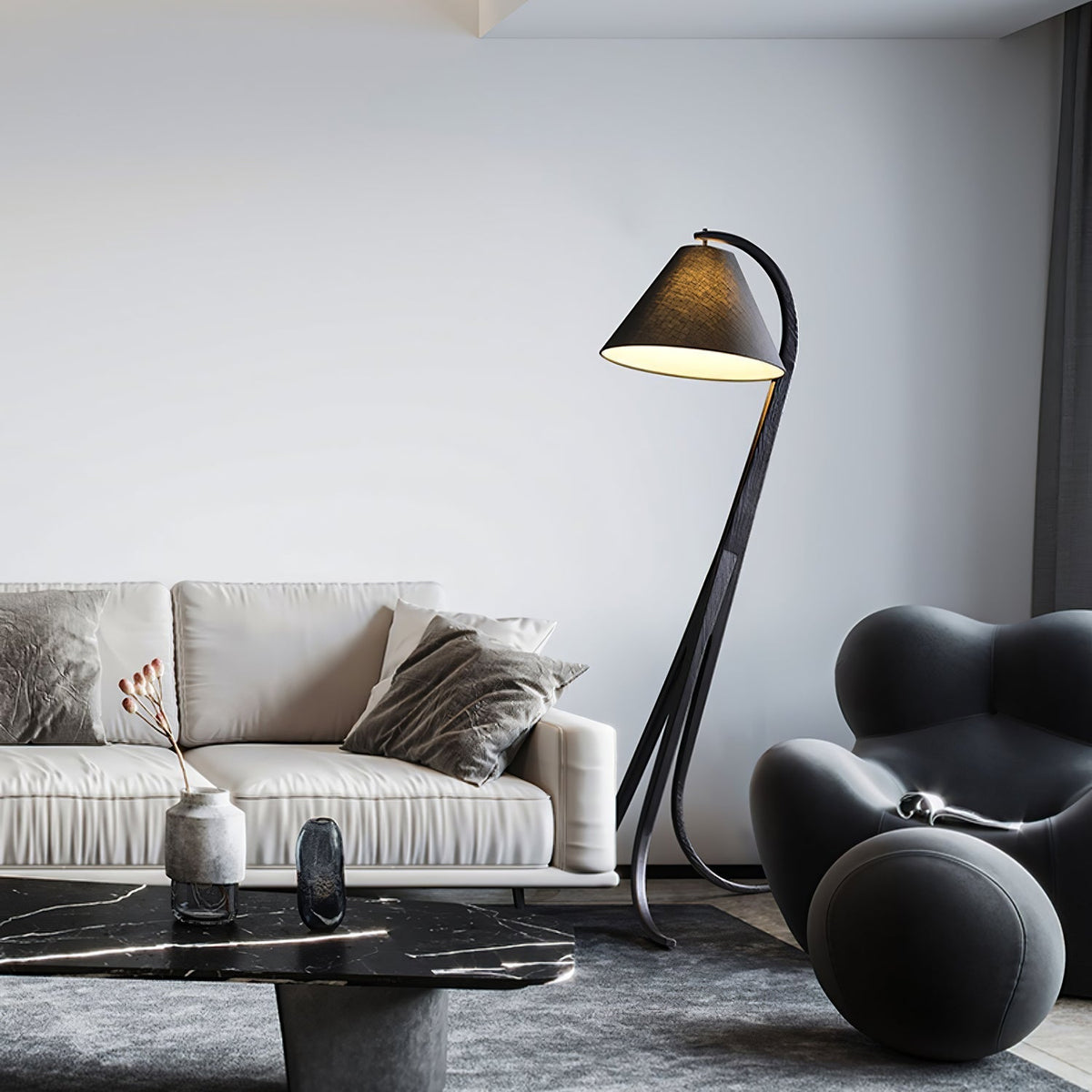 Udorila Curved Wood Floor Lamp