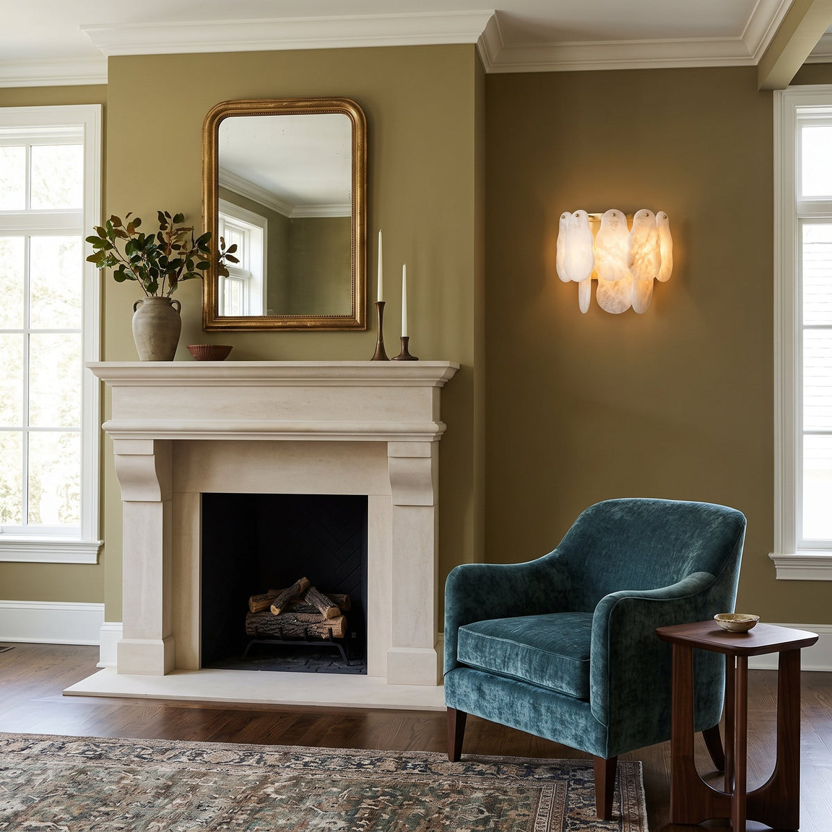 Quenstone Irregular Alabaster Wall Sconce