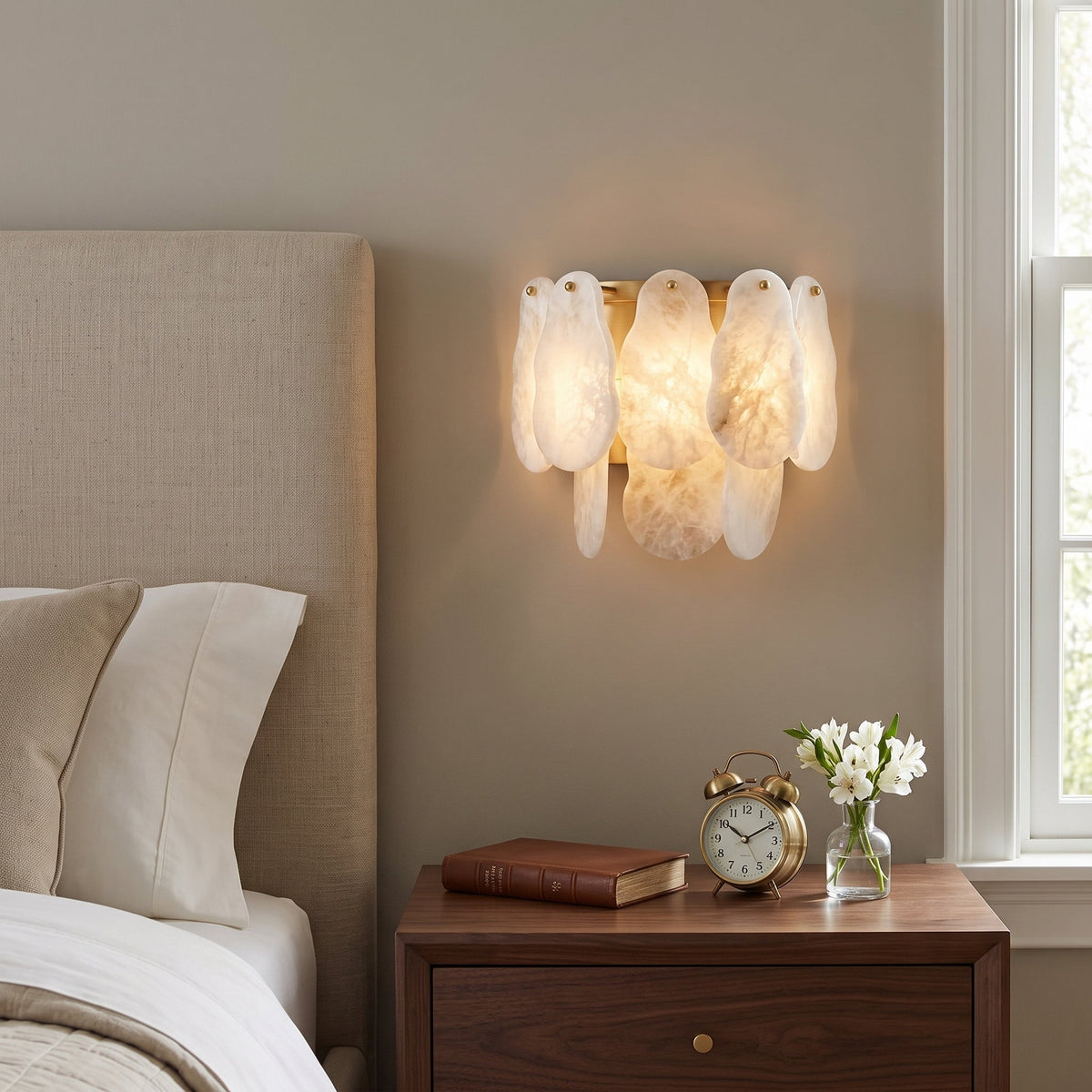 Quenstone Irregular Alabaster Wall Sconce