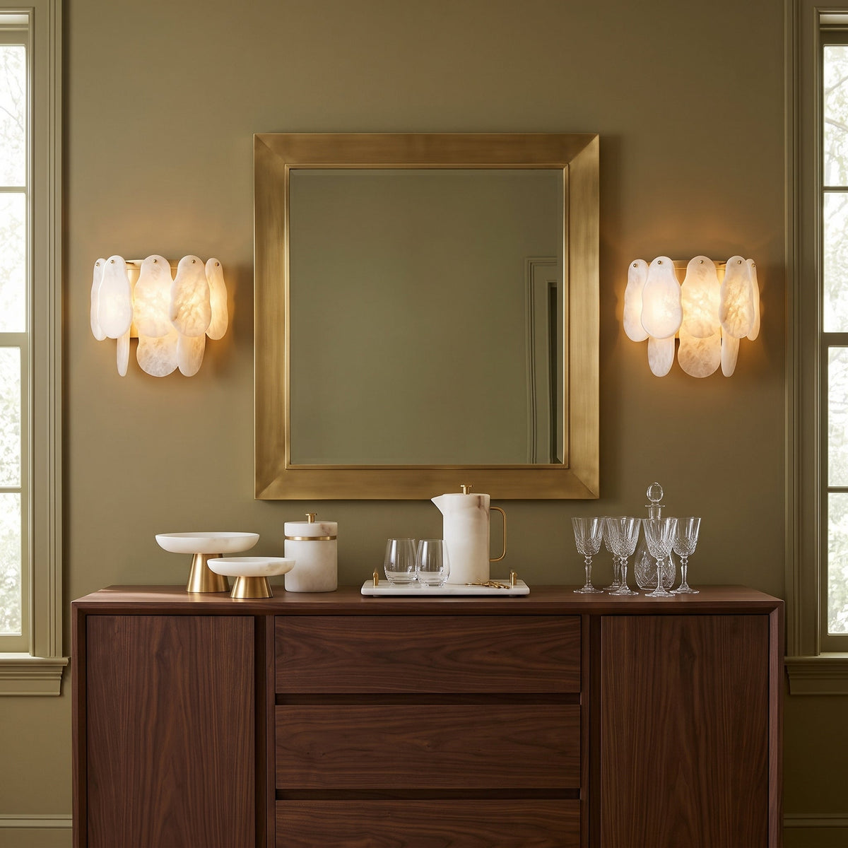 Quenstone Irregular Alabaster Wall Sconce