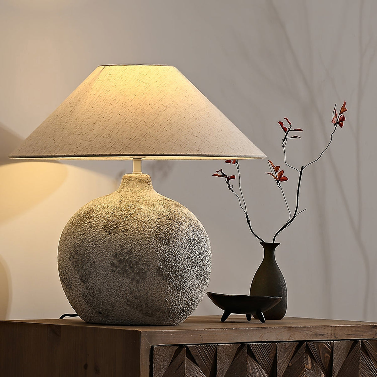 Riona Natural Fabric Ceramics Table Lamp