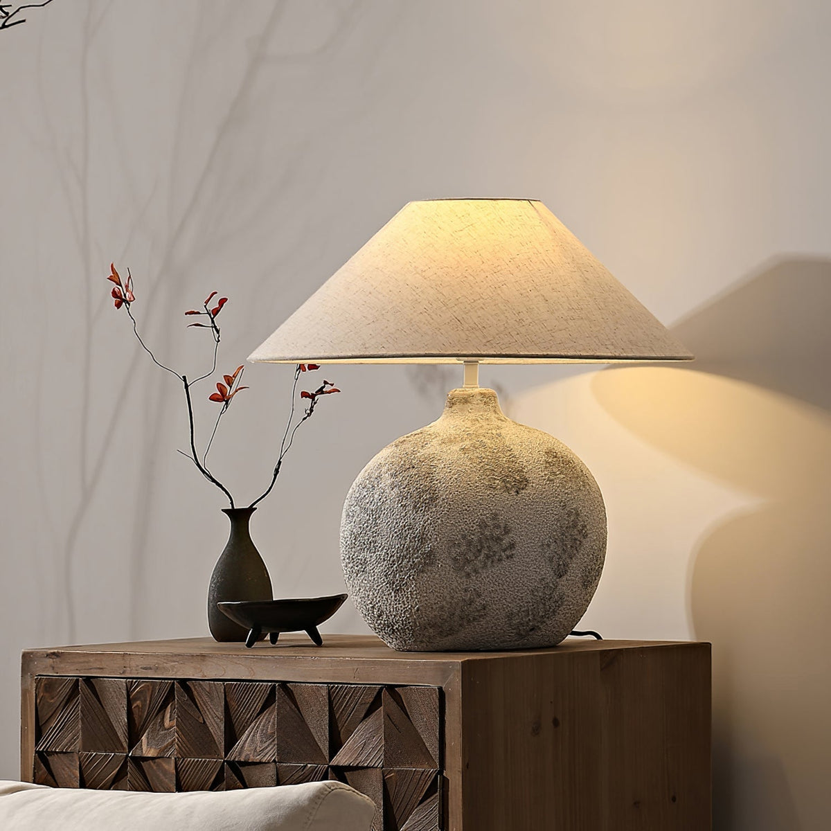 Riona Natural Fabric Ceramics Table Lamp