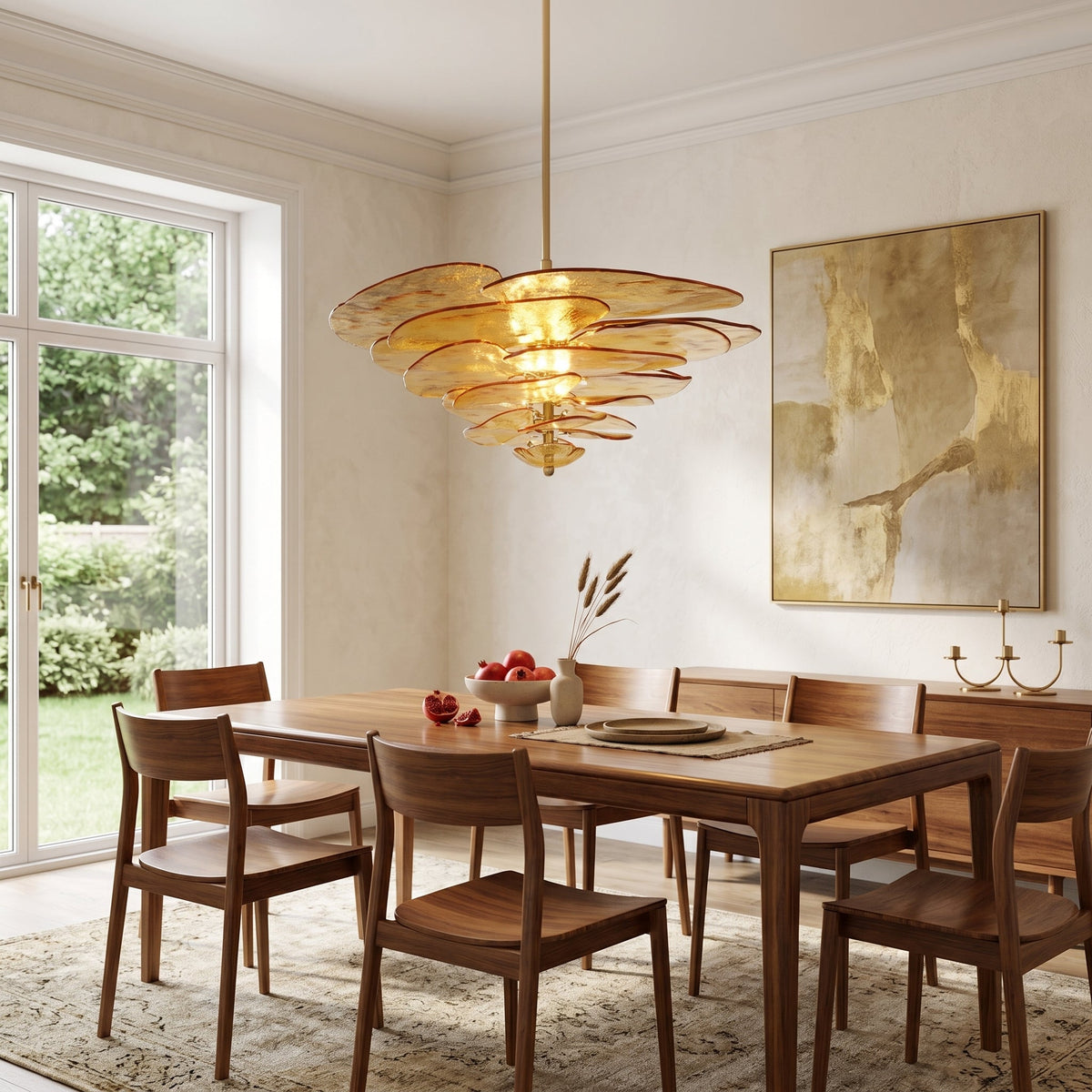 Giby Lotus Leaf Layered Glass Chandelier