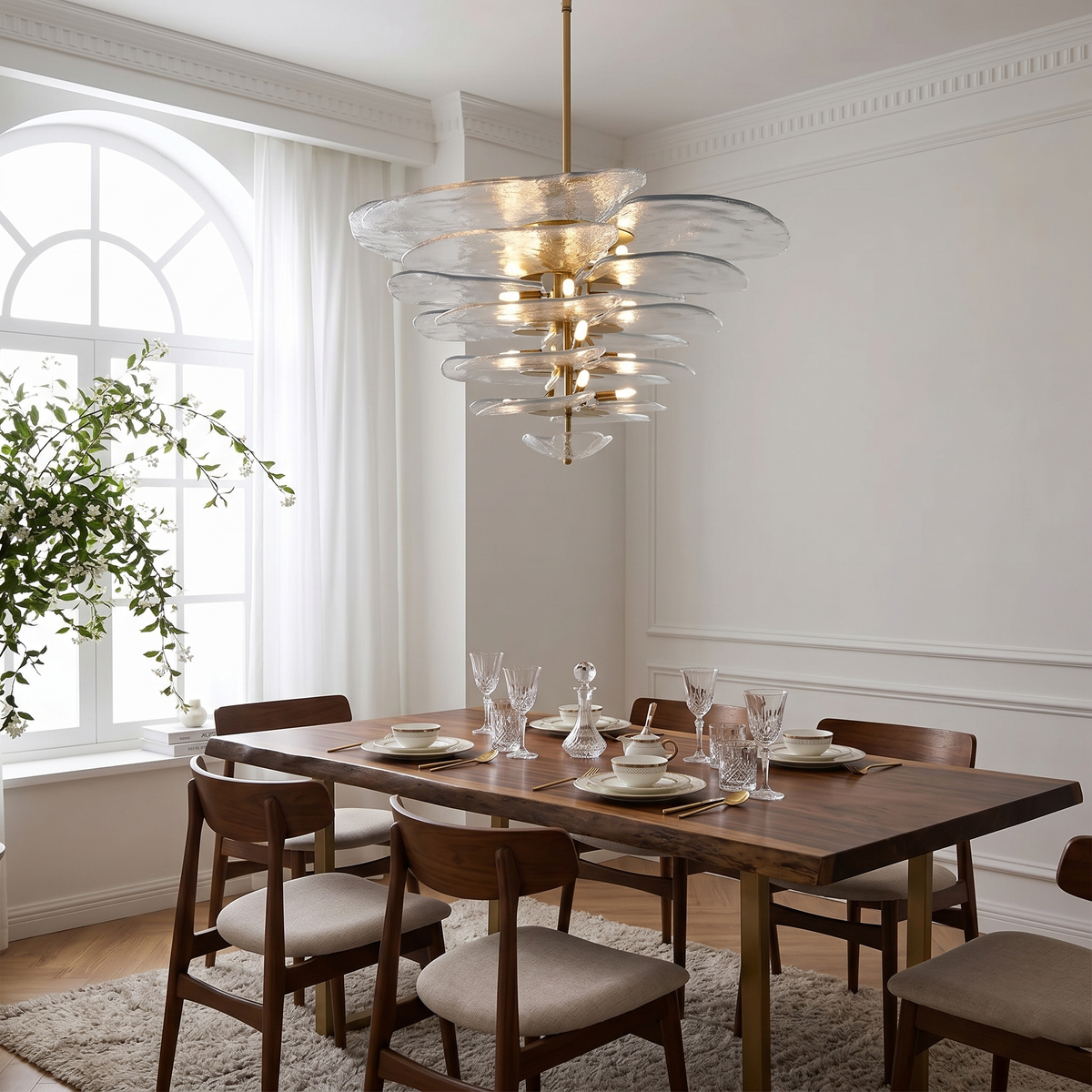 Giby Lotus Leaf Layered Glass Chandelier