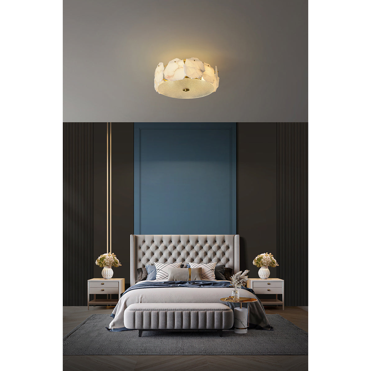 Elay Sophisticated Disc Flat Alabaster Glass Ceiling Light
