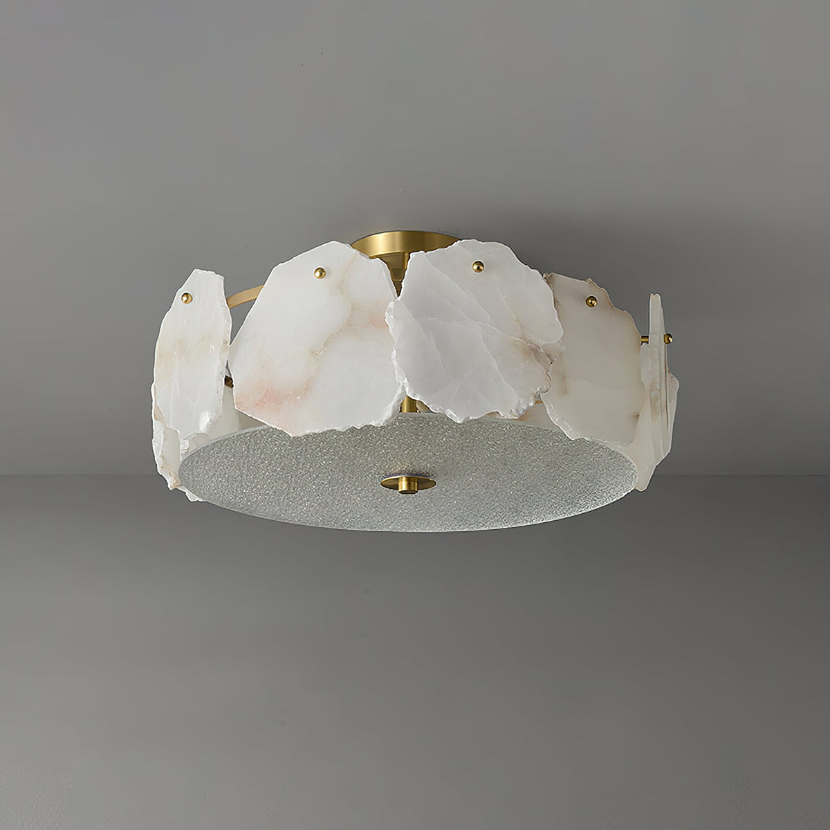 Elay Sophisticated Disc Flat Alabaster Glass Ceiling Light