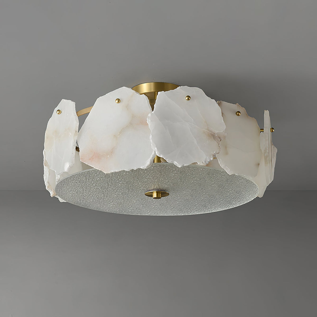 Elay Sophisticated Disc Flat Alabaster Glass Ceiling Light