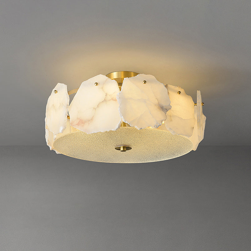 Elay Sophisticated Disc Flat Alabaster Glass Ceiling Light