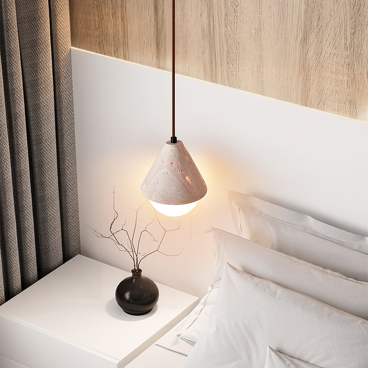 Valaliella Cone Hemisphere Travertine Pendant Light