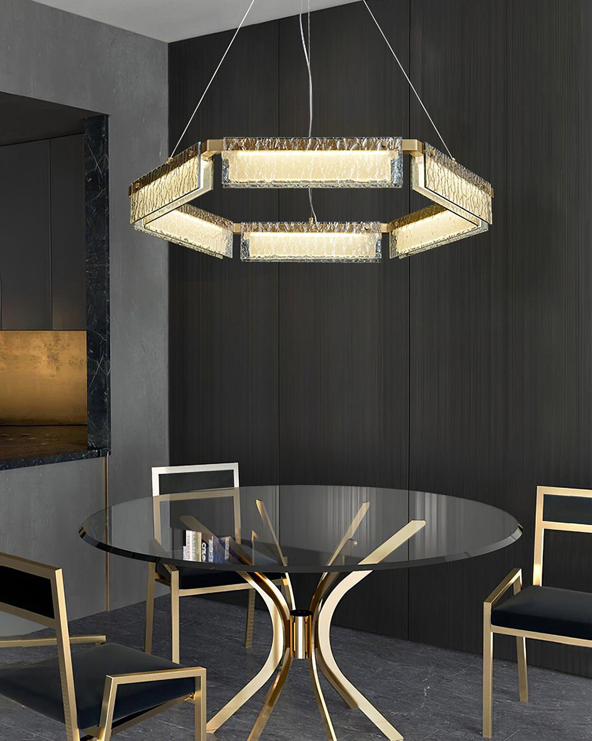 Hexa Luxury Glass LED Chandelier