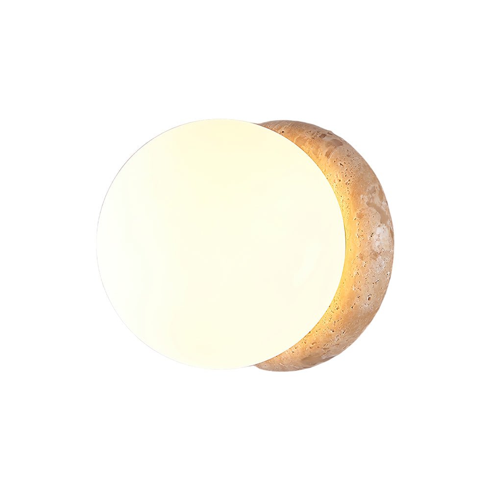 Taverelia Round-Plate Travertine Wall Light