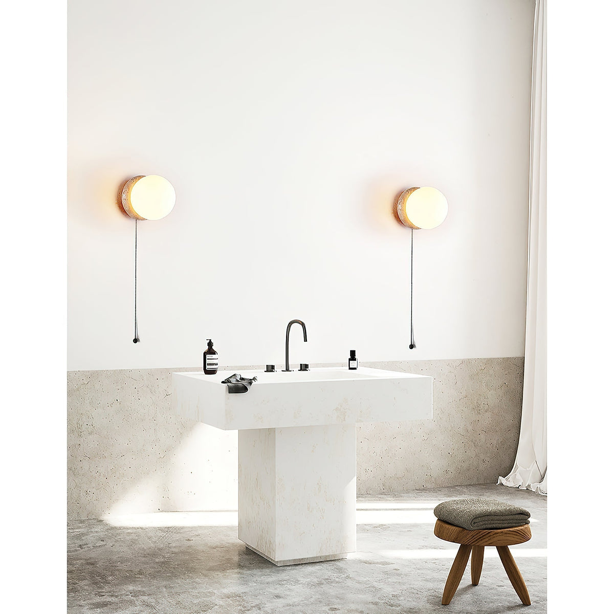Norisaria Travertine Glass Wall Lamp