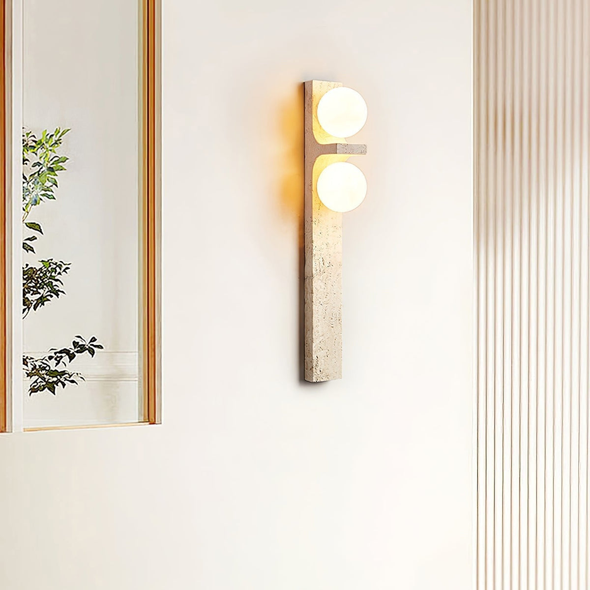 Eirikuvys Organic Modern Minimalist Travertine Wall Sconce
