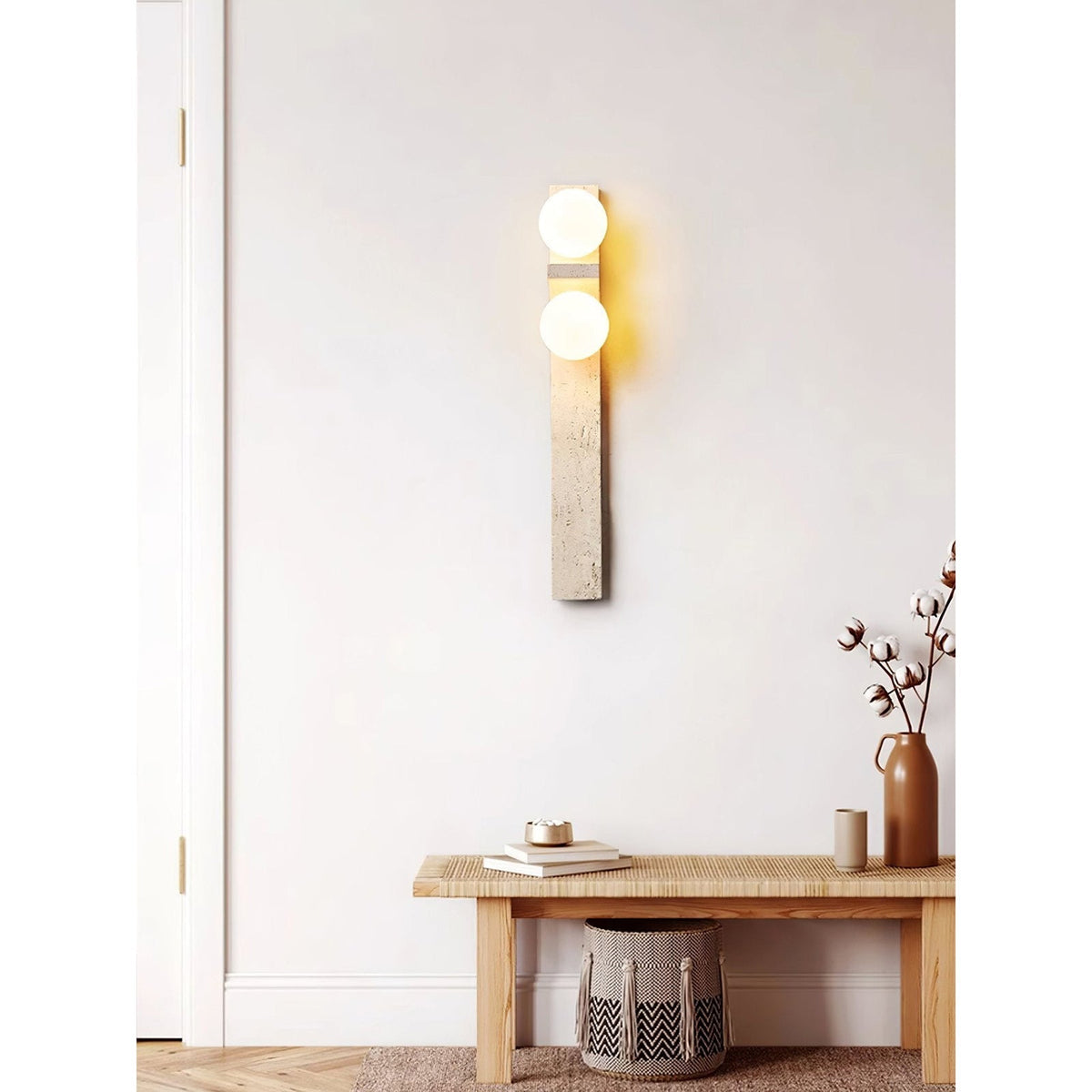Eirikuvys Organic Modern Minimalist Travertine Wall Sconce