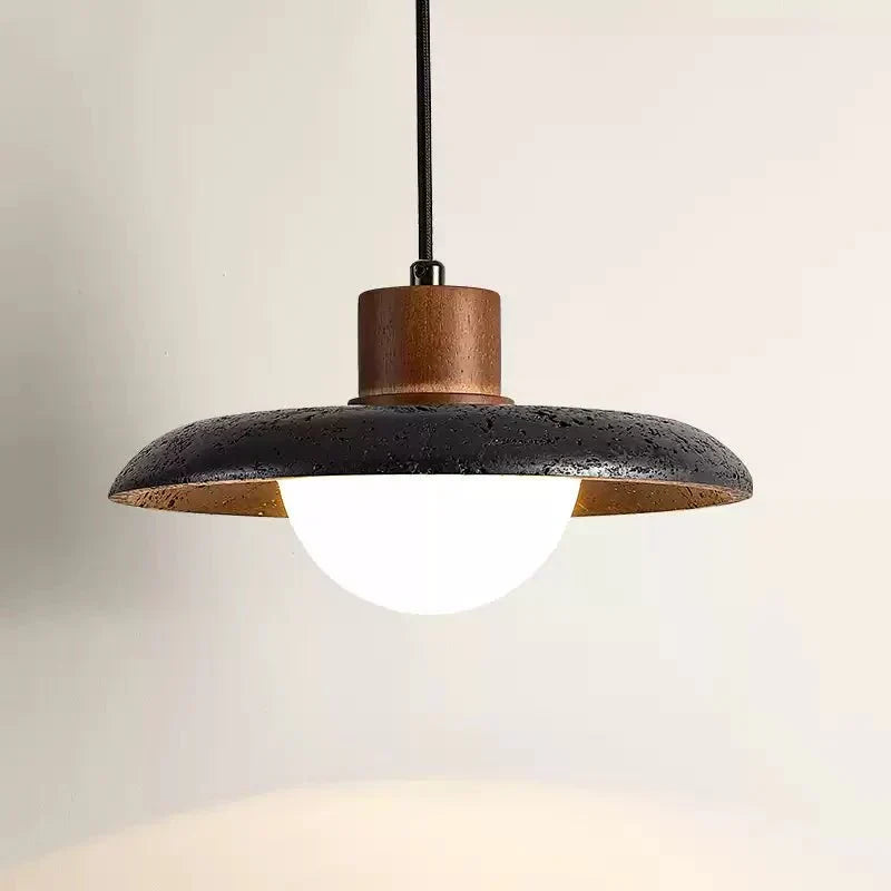 Zenk Black Travertine Dome Pendant Lamp