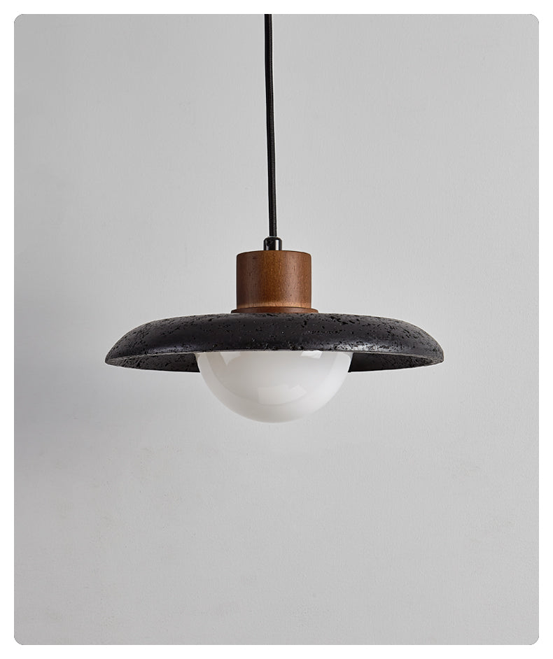 Zenk Black Travertine Dome Pendant Lamp
