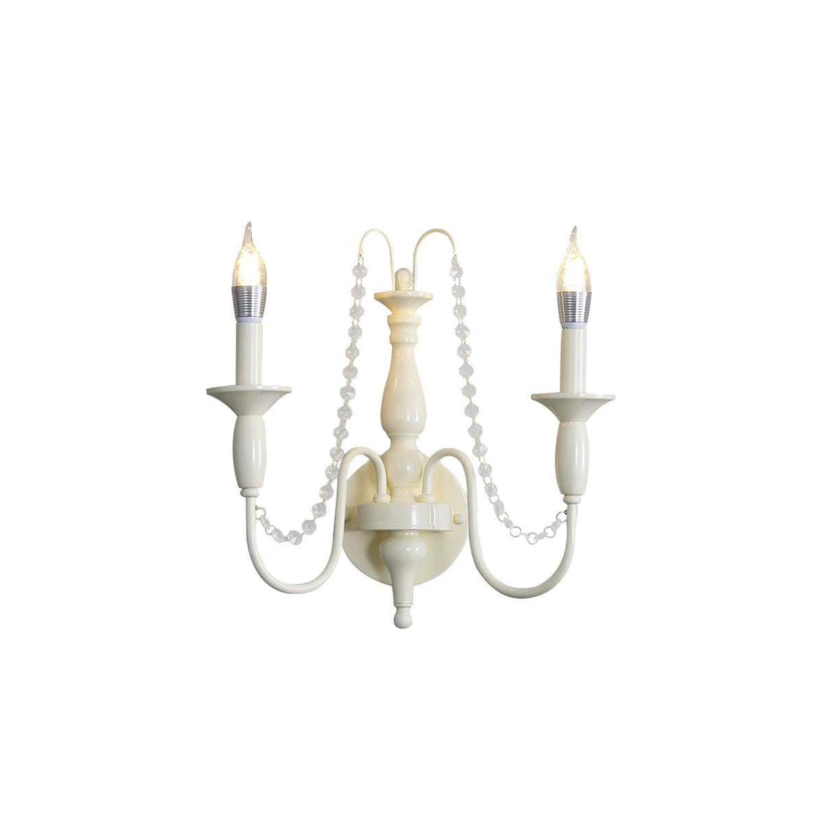Jarnbruvys Traditional Candle Metal Crystal Wall Lamp
