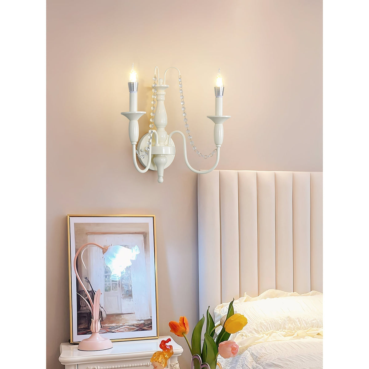 Jarnbruvys Traditional Candle Metal Crystal Wall Lamp