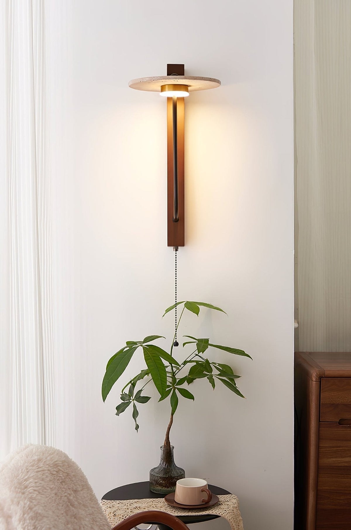 Viphayra Lever Arm Travertine Wall Light