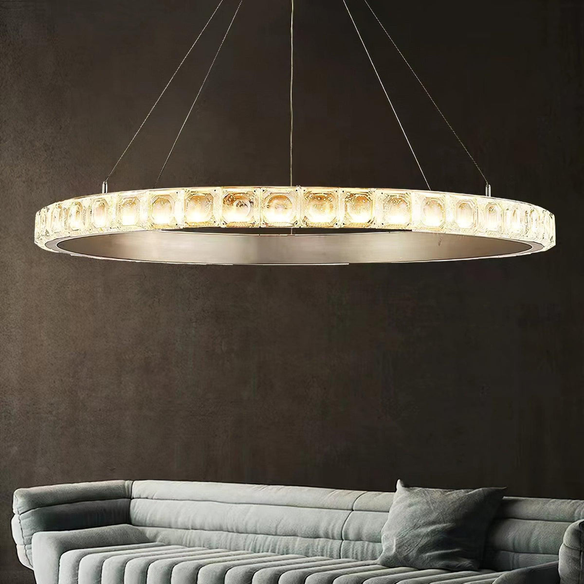 Avzorion Modern Minimalist Ring Glass Chandelier