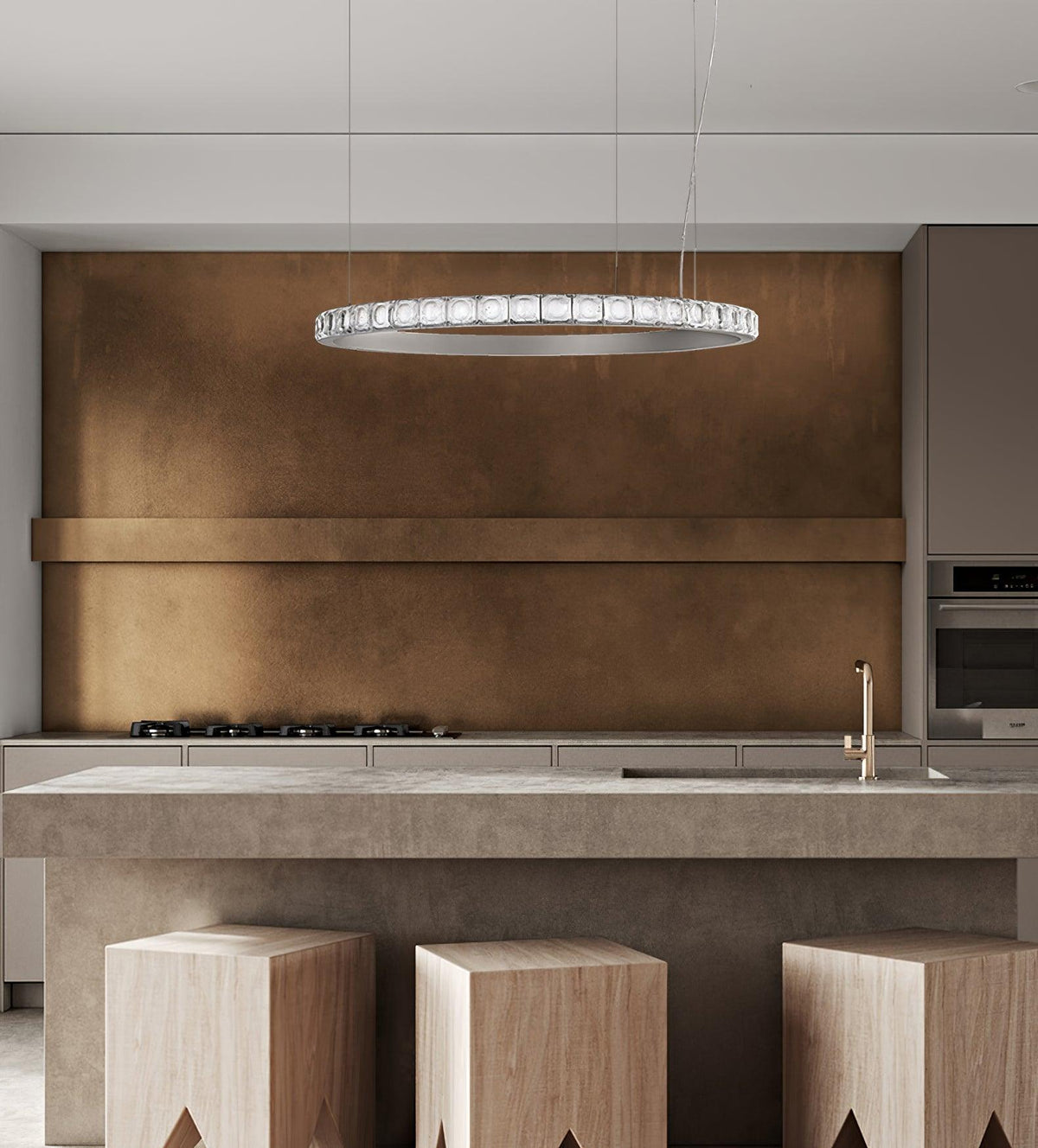 Avzorion Modern Minimalist Ring Glass Chandelier