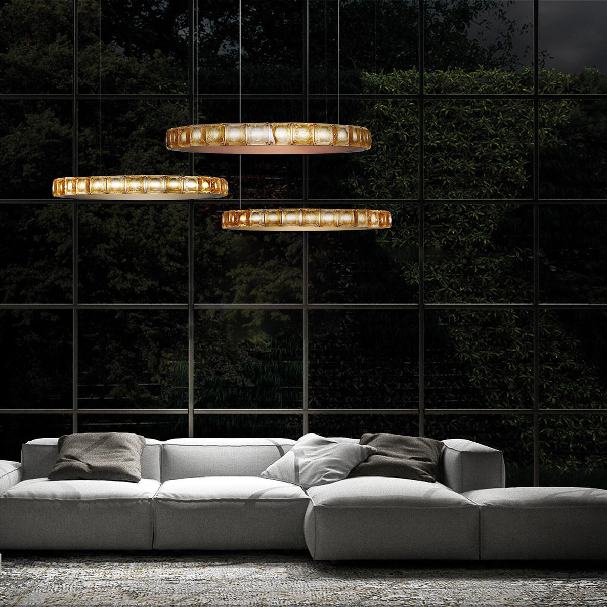 Avzorion Modern Minimalist Ring Glass Chandelier