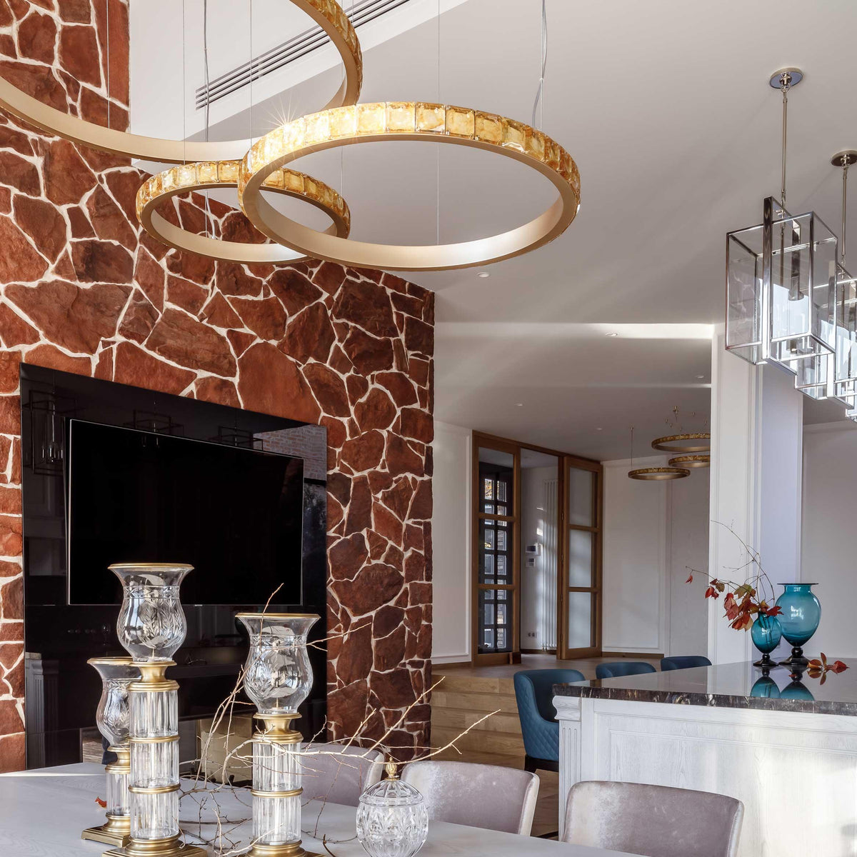 Avzorion Modern Minimalist Ring Glass Chandelier