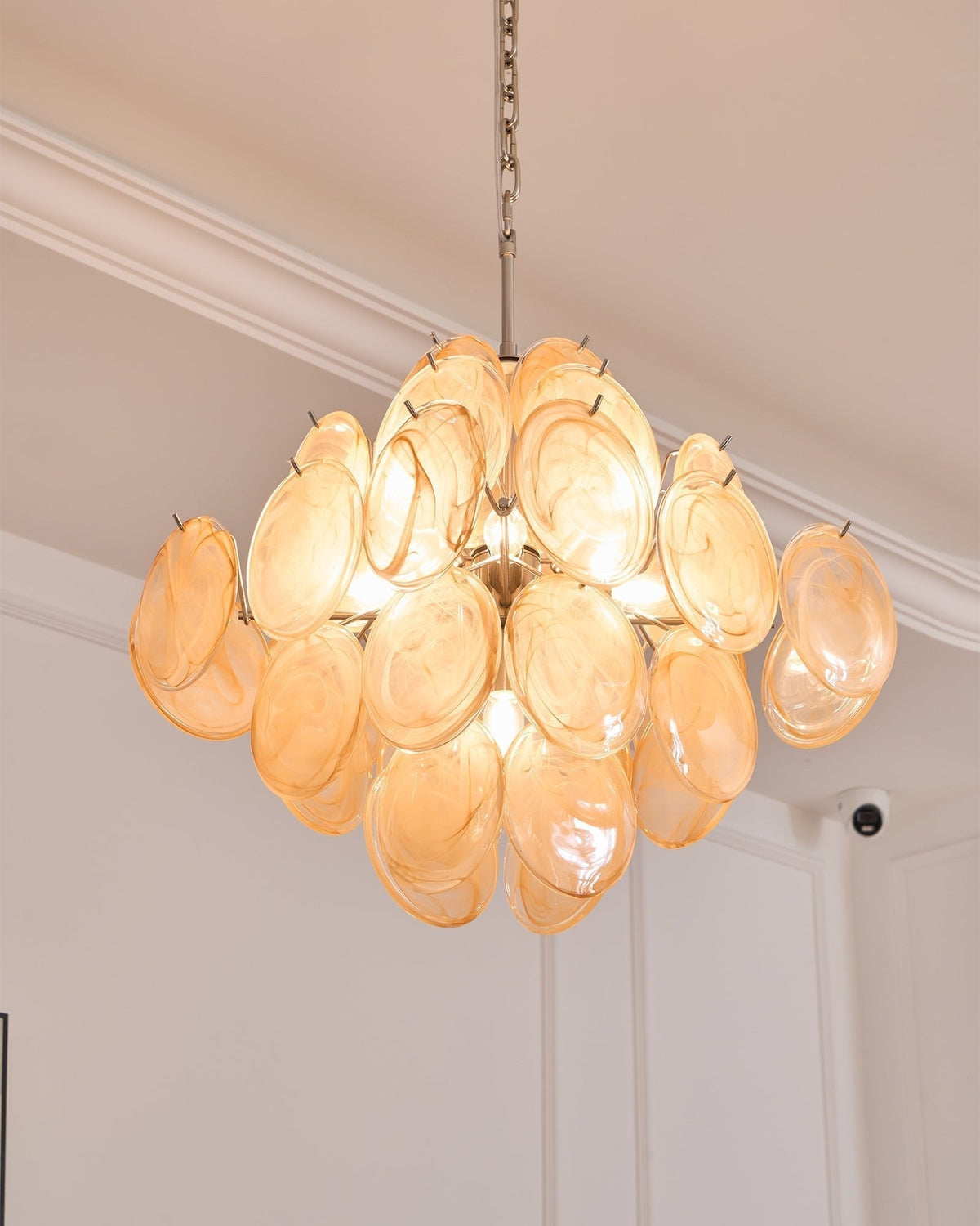 Lioraleon Chandelier Apricot Murano Glass Disc Layered Artistic