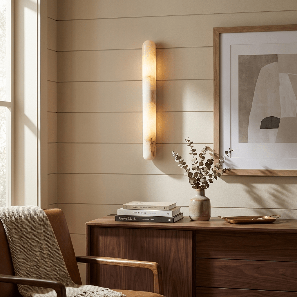 Genik Slim Alabaster Linear Indoor Wall Light