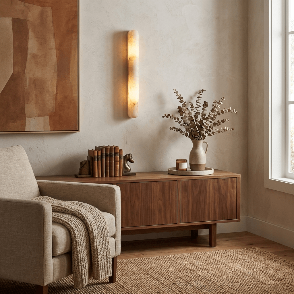 Genik Slim Alabaster Linear Indoor Wall Light