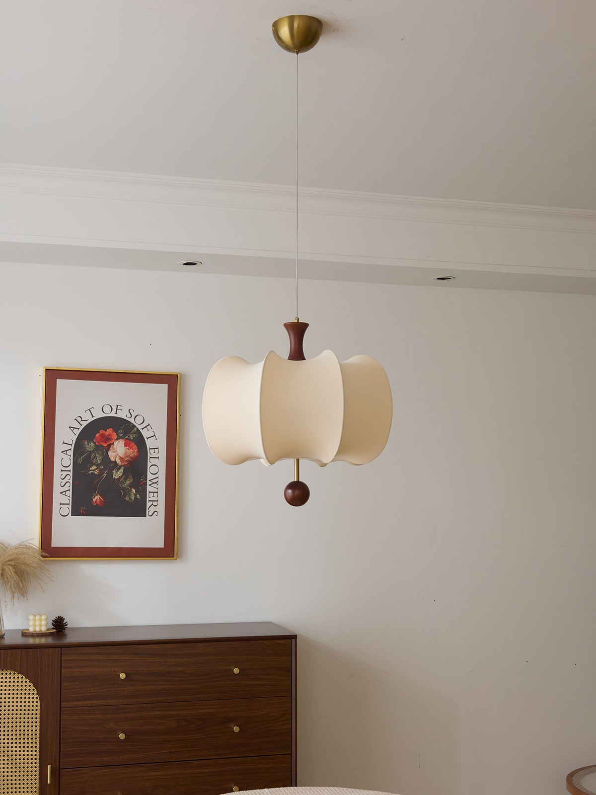 Elvelise Fabric Wood Pendant Light