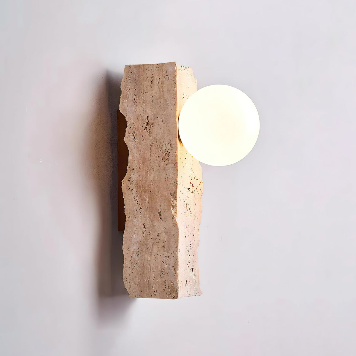 Tavivelia Glass Travertine Wall Lamp