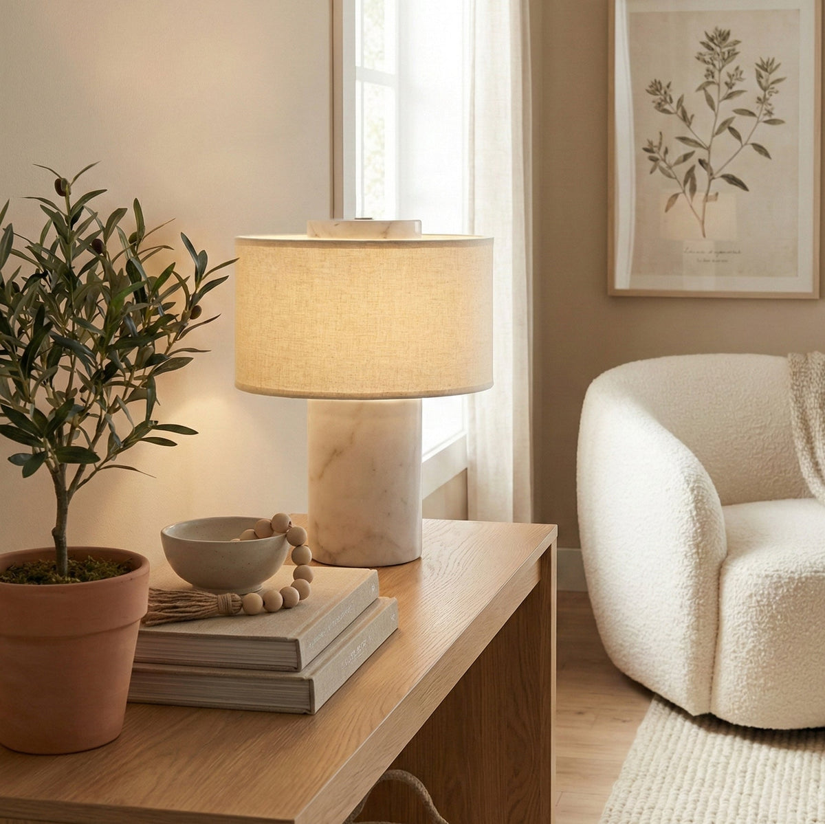 Quenby Marble Portable Table Lamp