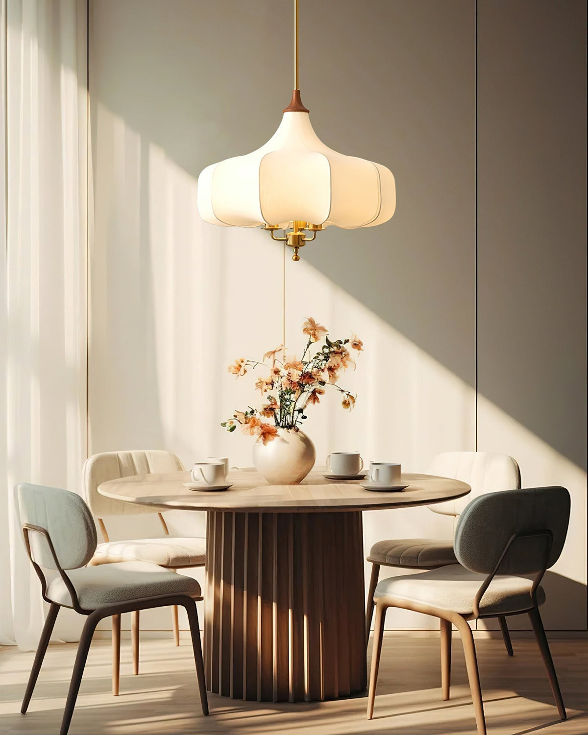 Jorath Fabric & Wood Pendant Light