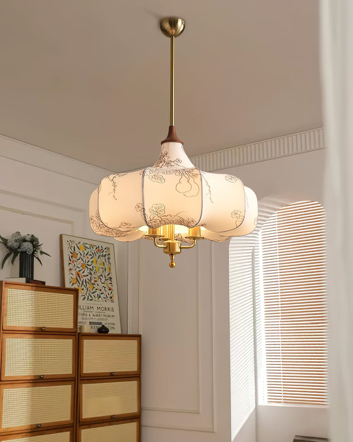 Jorath Fabric & Wood Pendant Light