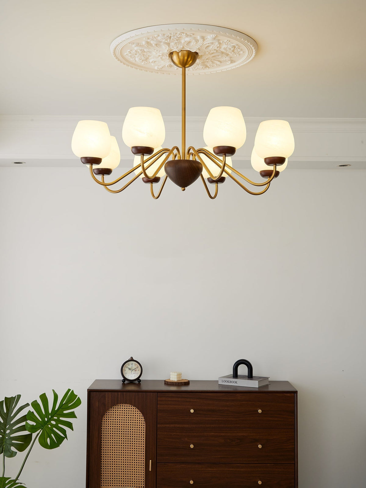 Sytheiel Premium	Elegance Wood Glass Chandelier