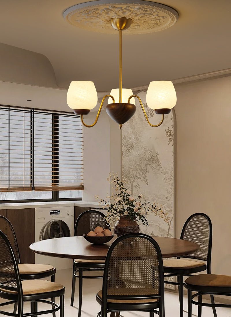 Sytheiel Premium	Elegance Wood Glass Chandelier
