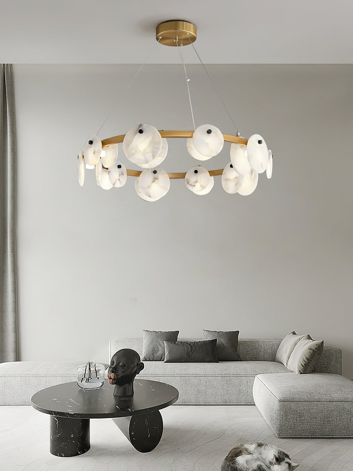 Ostruvys Postmodern Luxury Brass Alabaster Chandelier