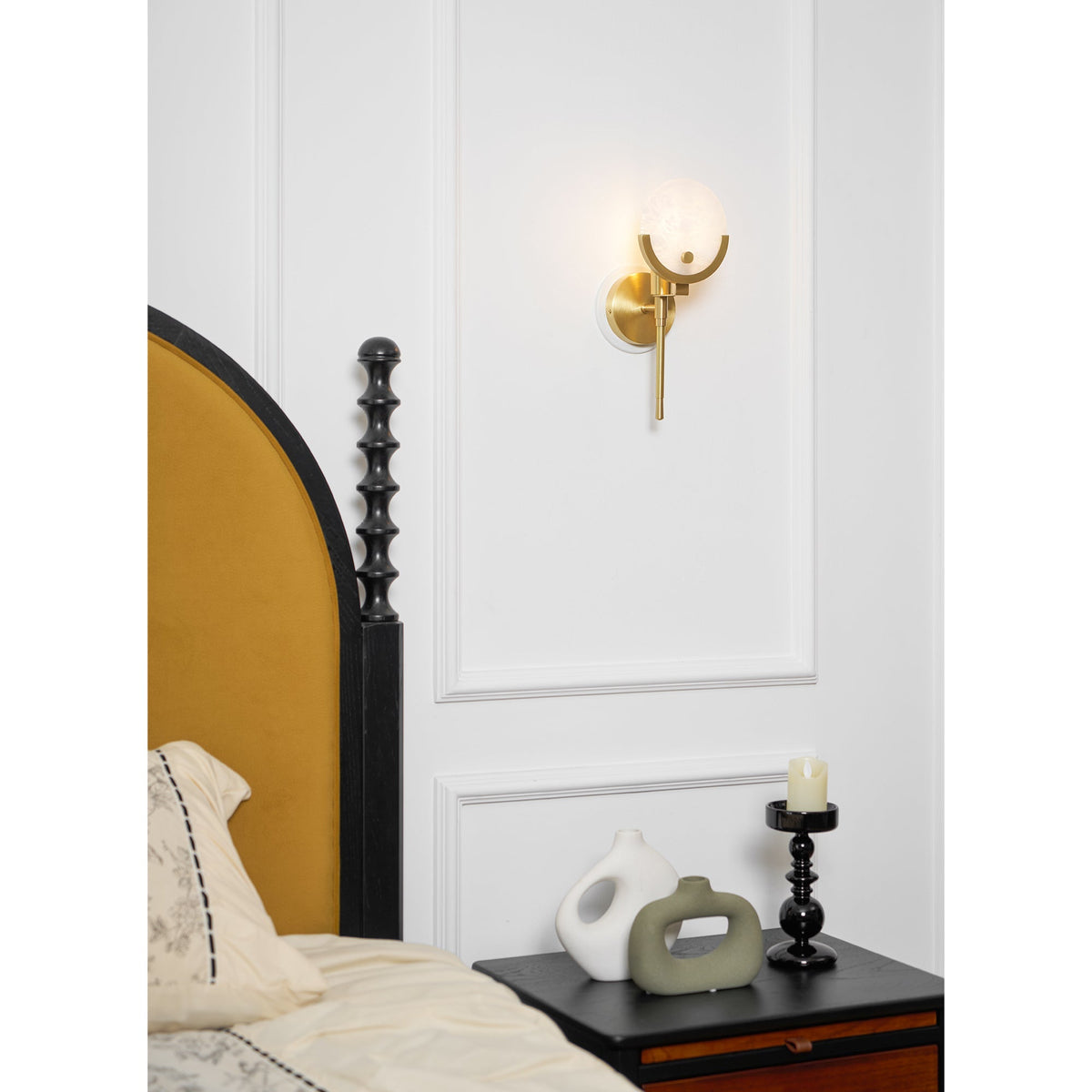 Keden Cradle Alabaster Globe Indoor Wall Light